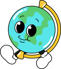 Groovy globe character illustration design of back to school