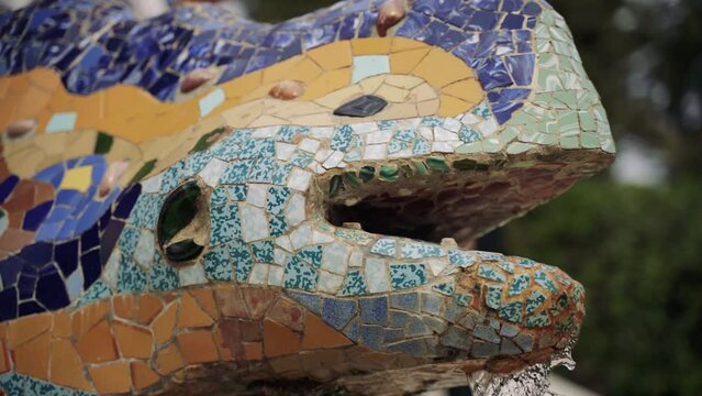 Lizard head of Park Guell in Barcelona, ​​Spain