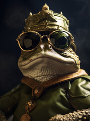 toad with sunglasses and uniform as president and dictator