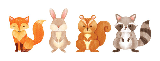 Fototapeta premium wildlife animals watercolor vector illustration