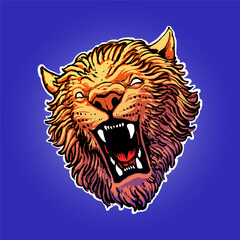 the lion head illustration vector