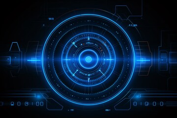 Obraz premium futuristic circle glowing light on dark background generative ai