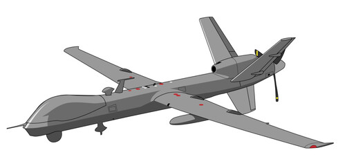 MQ-9 Reaper Drone Editable Vector Illustration - For Poster, Banner and Patch Design