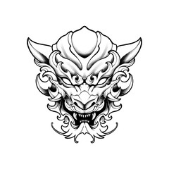 the chinese tiger line art vector