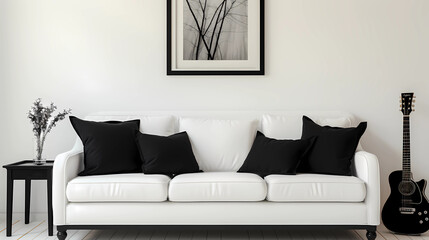 White walls with black furniture