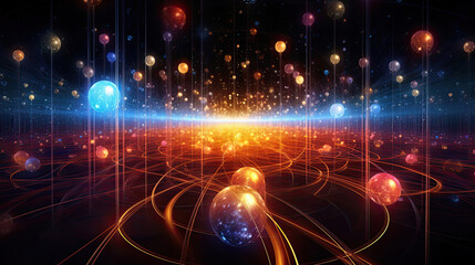 Obraz premium Quantum information transmission through entanglement showcased revealing teleportation's potential.