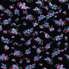 Fototapeta na wymiar Little cute flowers pattern, vintage floral seamless work