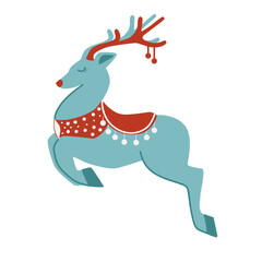 Christmas reindeer on a white background. Vector. Flat style.