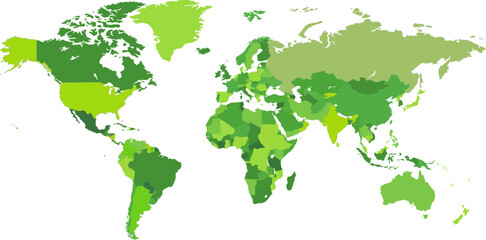 Green Vector Map of The World
