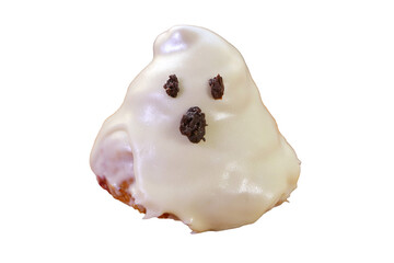 Ghost Shaped White Sugar Glazed Croissants Isolated on Transparent Background, PNG File