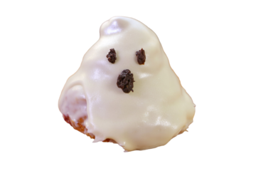 Ghost Shaped White Sugar Glazed Croissants Isolated on Transparent Background, PNG File