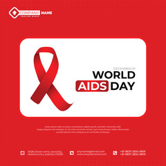 World aids day lettering with red ribbon new simple design