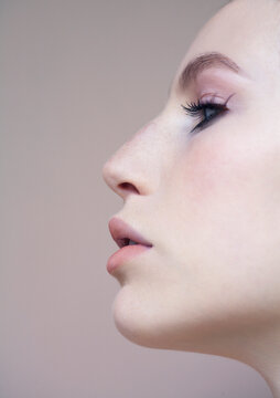Close up profile of beautiful young woman
