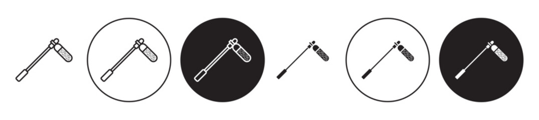 Boom microphone vector icon set. studio boom mike or mic symbol in black color.