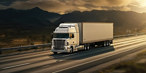 Overcoming terrain. Cargo transport adventures. Trucking through challenges. Logistics landscape. Efficiency in motion. Commercial freight transportation. Trailer truck