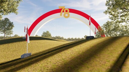 time-lapse National Day Indonesia's 78th Independence Year , August-17-1945 , Illustration 3d Rendering