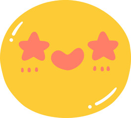 Cute excited emoji, smiley emoticon doodle outline 