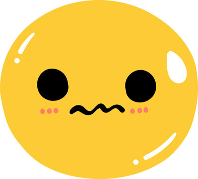 Cute sad emoji, smiley emoticon doodle outline 