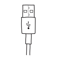 Usb cables icons. Type-c port USB connector replacing type A micro and mini USB lightning, charge connector, hand drawn