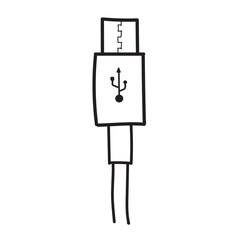Usb cables icons. Type-c port USB connector replacing type A micro and mini USB lightning, charge connector, hand drawn