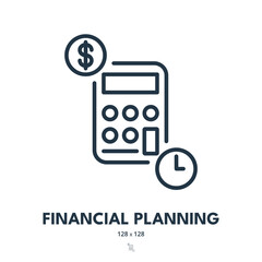 Financial Planning Icon. Investment, Project, Strategy. Editable Stroke. Simple Vector Icon