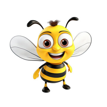 cute bee in 3d style. Generative AI.