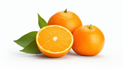 orange with leaf, oranges with leaves, Isolated