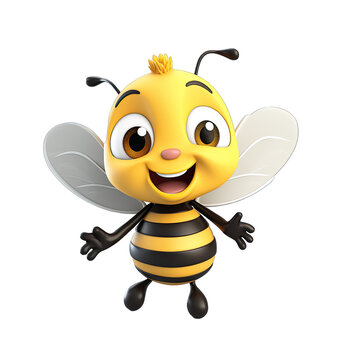 cute bee in 3d style. Generative AI.