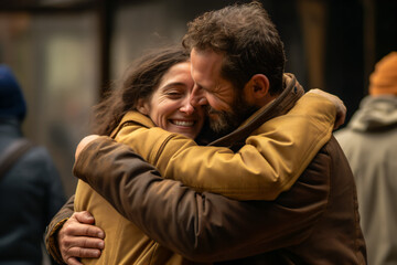 Fototapeta premium Uniformly staged images of a warm and comforting hug, full of love.