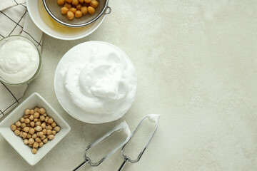 Aquafaba, concept of vegan food and cuisine