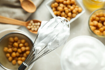 Aquafaba, concept of vegan food and cuisine