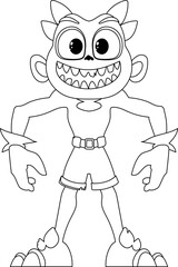Fototapeta premium This cartoon character is different from the others and has unique abilities. Childrens coloring page.
