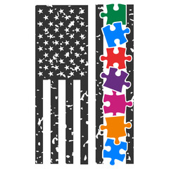 Autism USA Flag - Autism Awareness Illustration