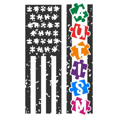Autism USA Flag - Autism Awareness Illustration