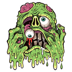 Melting Zombie Skull Horror Cartoon Illustration © sararoom