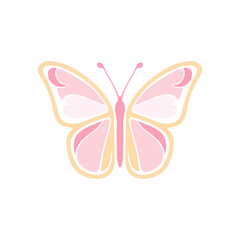 Butterfly vector isolated illustration in flat style. Spring, summer, kids design element. Butterfly colorful icon on white.