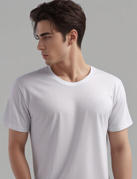 portrait of a man in white t-shirt mockup 