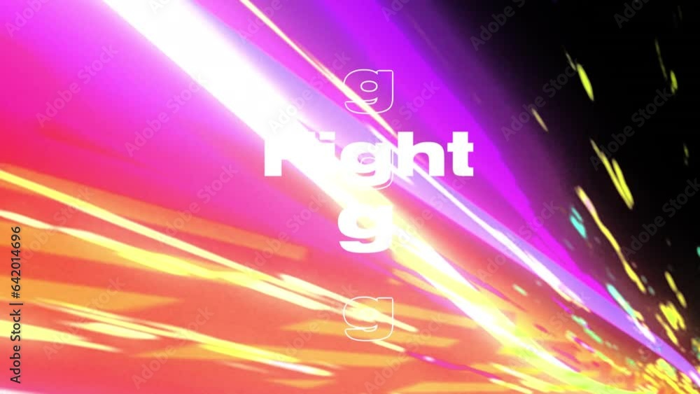 Poster animation of fight texts over multicolored abstract pattern against black background