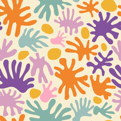 Hand drawn seamless pattern with summer vibe. Simple organic shape. - 642015092