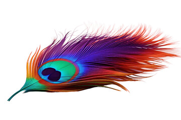 Lively Peacock Feather with Transparent Background. AI