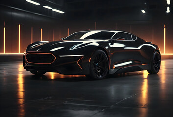 Naklejka premium Futuristic sport car concept design wallpaper, automotive banner with copy space text 
