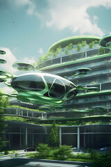 futuristic traffic in the city