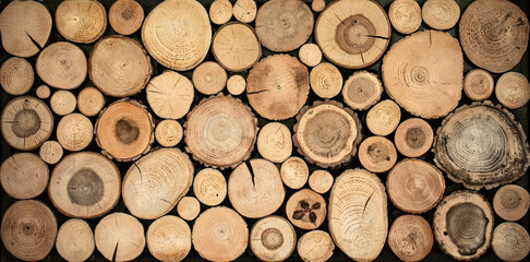 Nature's Geometry: Cross-Section Views of Decorative Wood Textures - obrazy, fototapety, plakaty