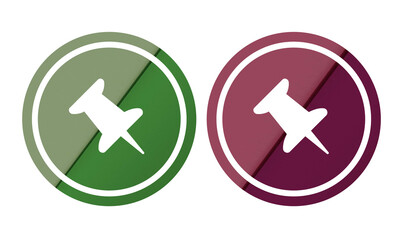 Obraz premium red and green push pin and pins icon symbol