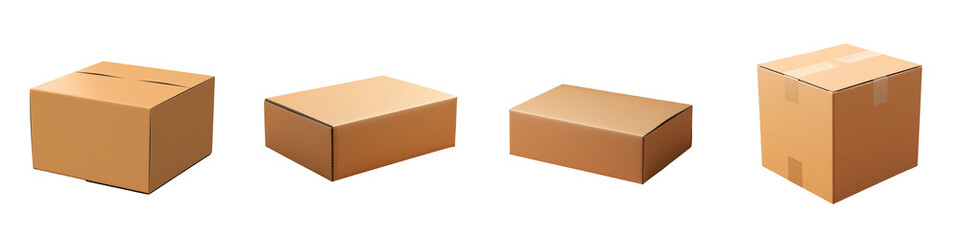 Fototapeta premium Cardboard box isolated on a transparent background suitable for packaging