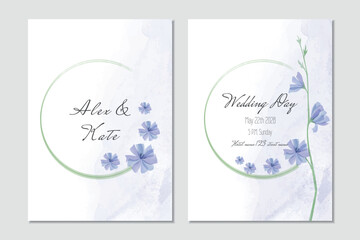 Fototapeta na wymiar Vector watercolor wedding invitation with floral frame