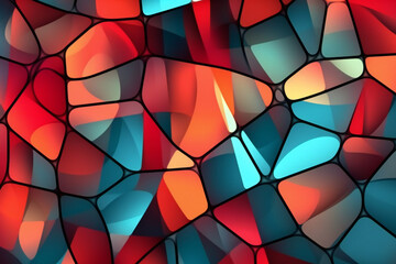 Colorful Geometric Shapes on Glass Background.