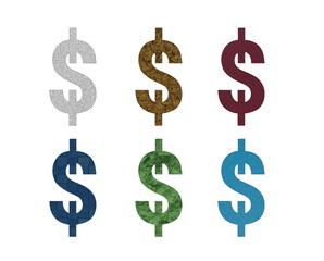 dollar sign multy color icon with texture sign with symbol