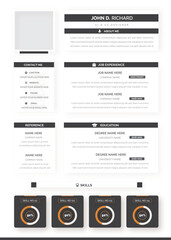Clean Modern Resume Vector Template, Minimalist resume cv template, Resume design template, cv design, multipurpose resume design