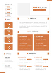 Clean Modern Resume Vector Template, Minimalist resume cv template, Resume design template, cv design, multipurpose resume design